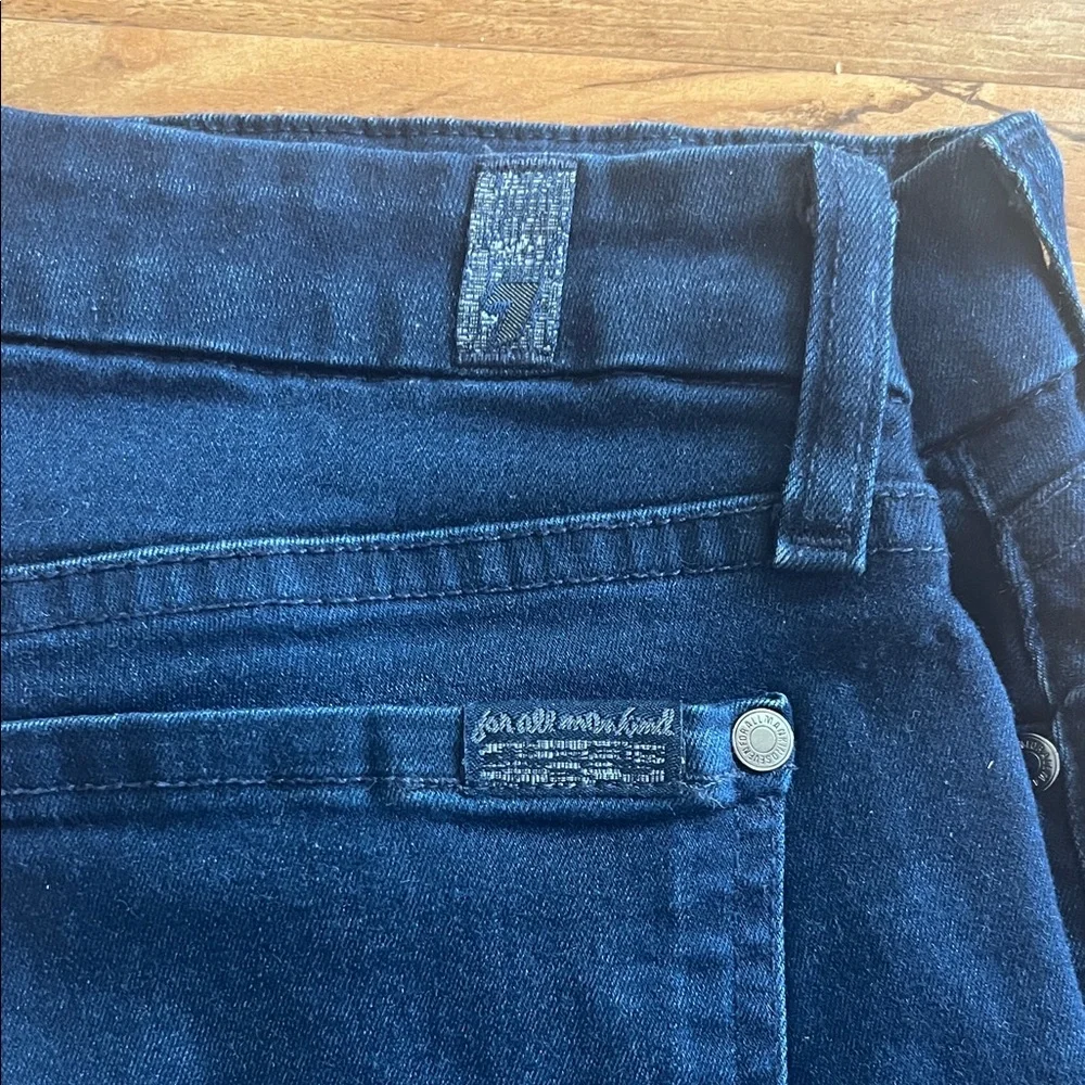 7 For All Mankind the Mid Rise Skinny Jeans Dark Blue.